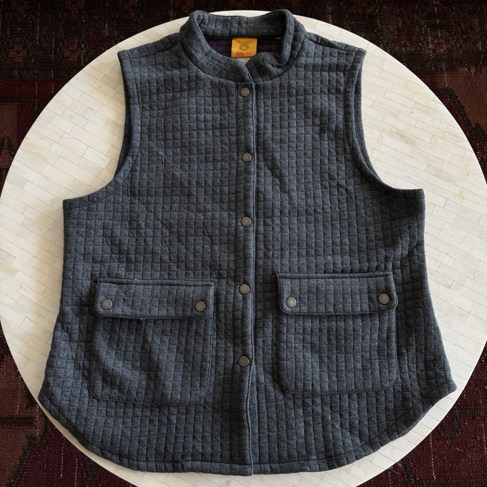 Ruby Rd. Women's Full Zip Quilted Vest Charcoal Gray Size Medium Outdoor Casual